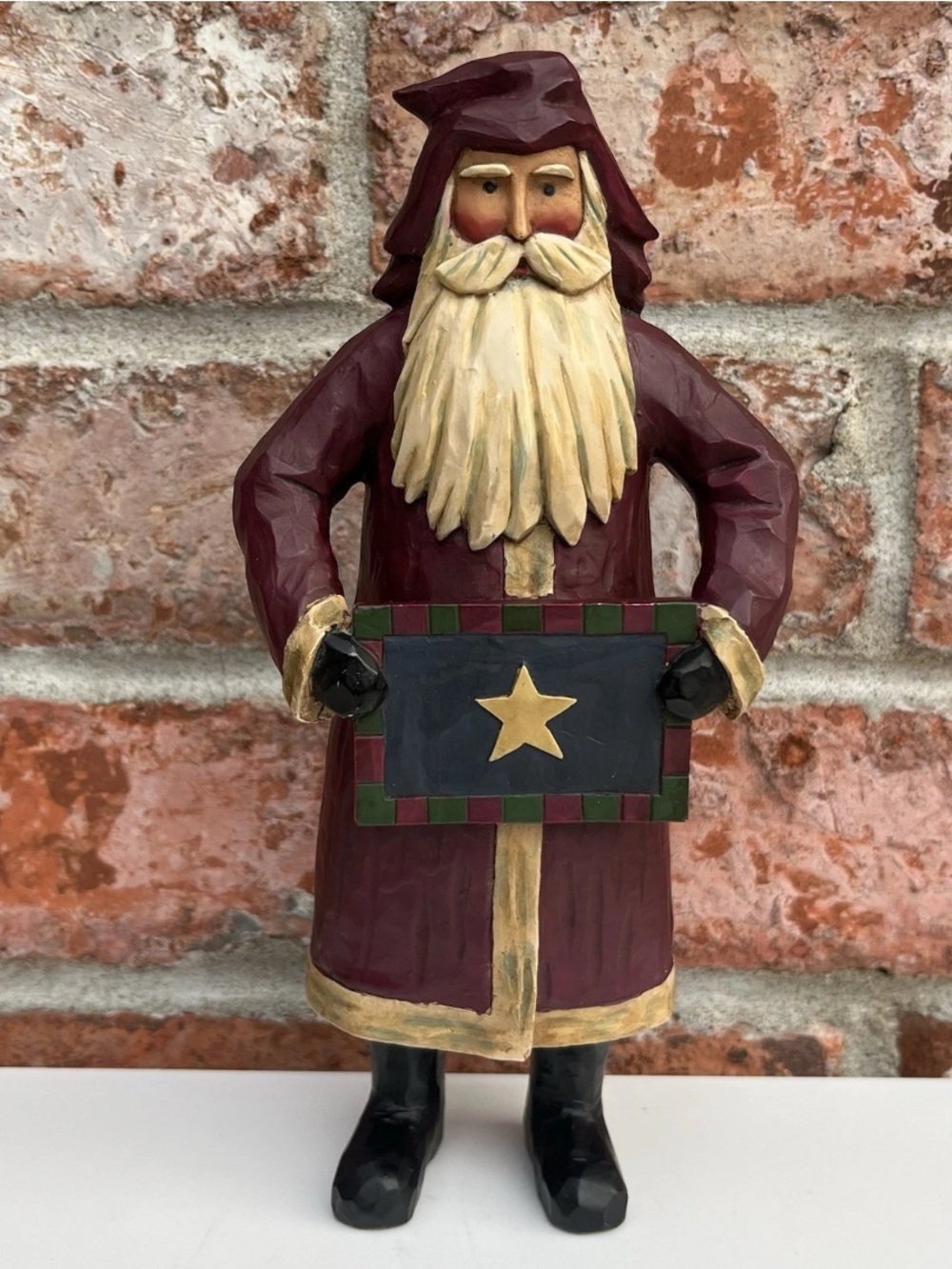 Teresa Kogut Folk Art Style Santa Claus Resin Figurine Christmas Holiday Decor